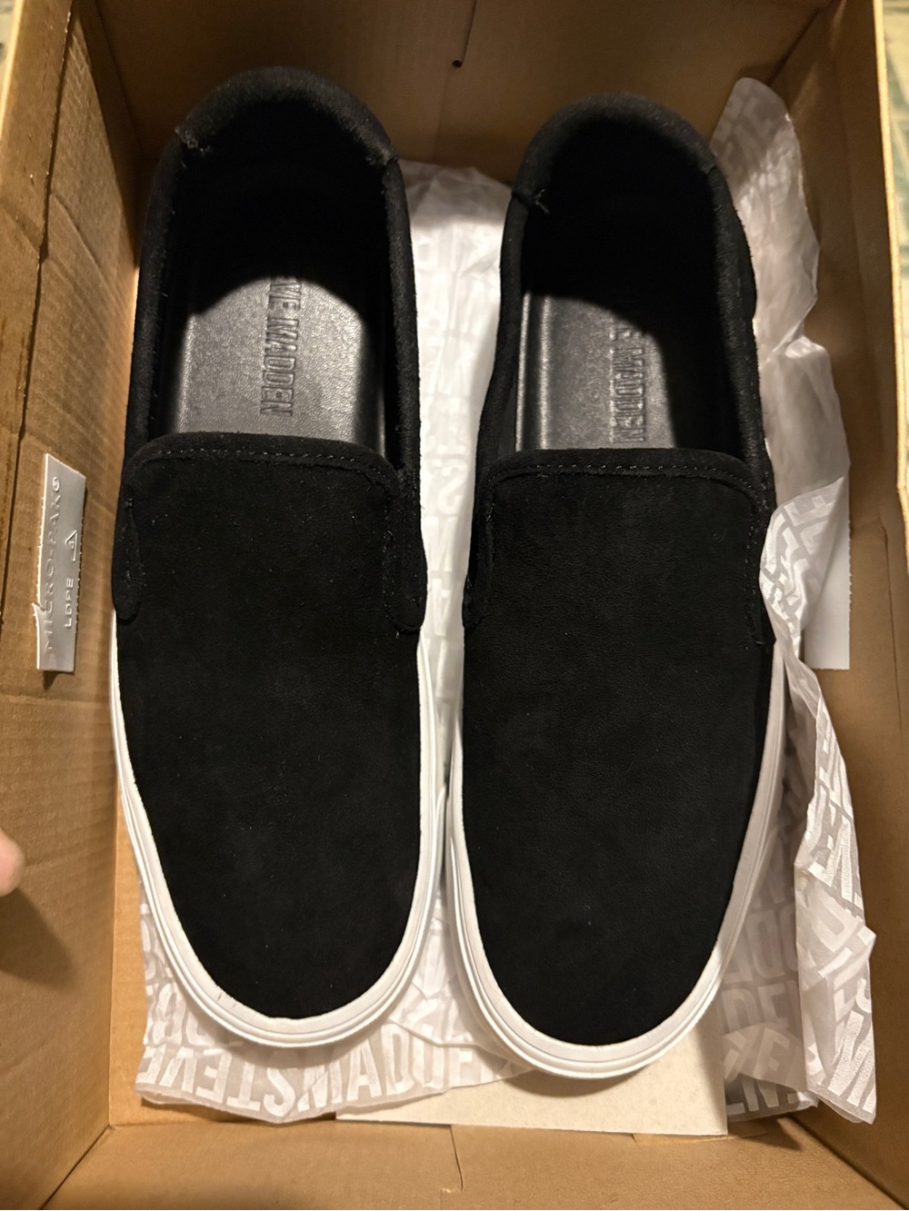 Steve Madden Women’s Black Slip-On Suede Casual Shoes
